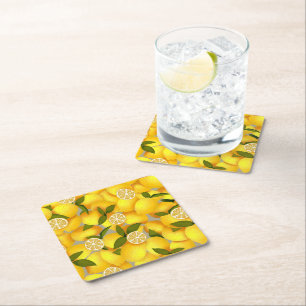 Lemon Full Square Paper Coaster