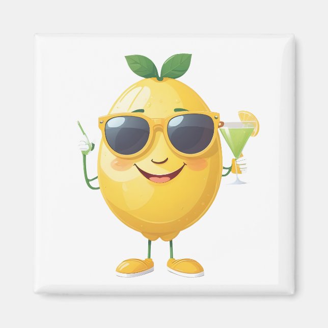 Lemon Fun Cheerful Vacation Tropical Drink Party Magnet (Front)