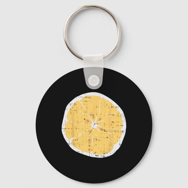 Lemon Fun Citrus Fruit Lazy Diy Easy Halloween Cos Key Ring (Front)