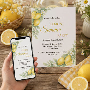 Lemon garden citrus Summer Party Invitation