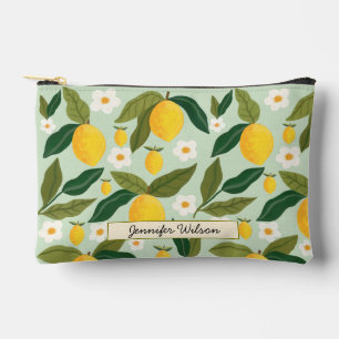 Lemon Garden Pattern Insulated Accessory Pouch