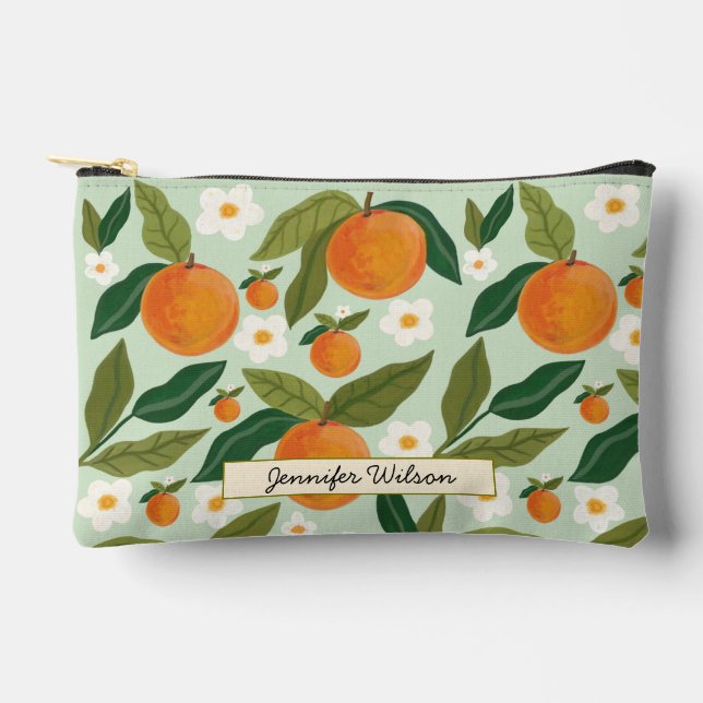 Lemon Garden Pattern Insulated Accessory Pouch (Front)