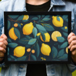Lemon garden pattern. Yellow tropical citrus fruit Poster<br><div class="desc">Yellow lemon citrus pattern poster.</div>