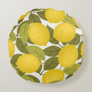 Lemon Garden: Vintage Endless Wallpaper Round Cushion