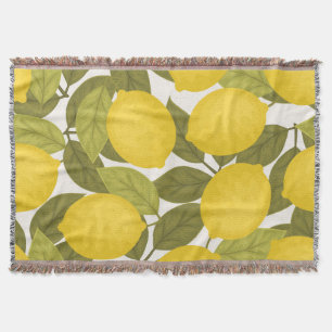 Lemon Garden: Vintage Endless Wallpaper Throw Blanket