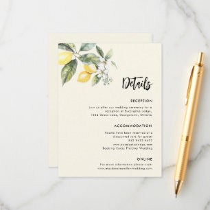 Lemon Garden Wedding Details Simple Enclosure Card