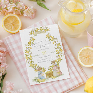 Lemon Garden with Mice Baby shower Invitation