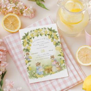 Lemon Garden with Mice Baby shower Invitation