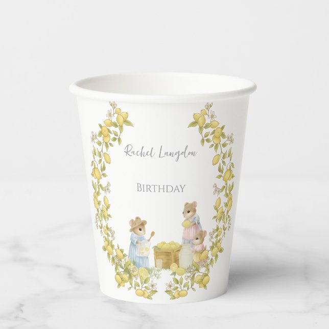 Lemon Garden with Mice  Paper Cups (Front)