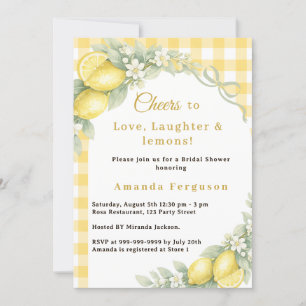 Lemon gingham love laughter bow Bridal Shower Invitation