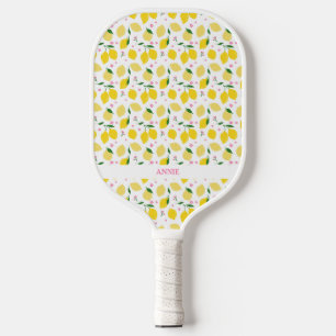 Lemon Gingham Personalised Pickleball Paddle