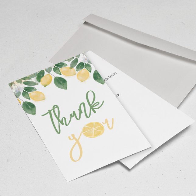 Lemon Girl Baby Shower Thank You Flat Card (Creator Uploaded)