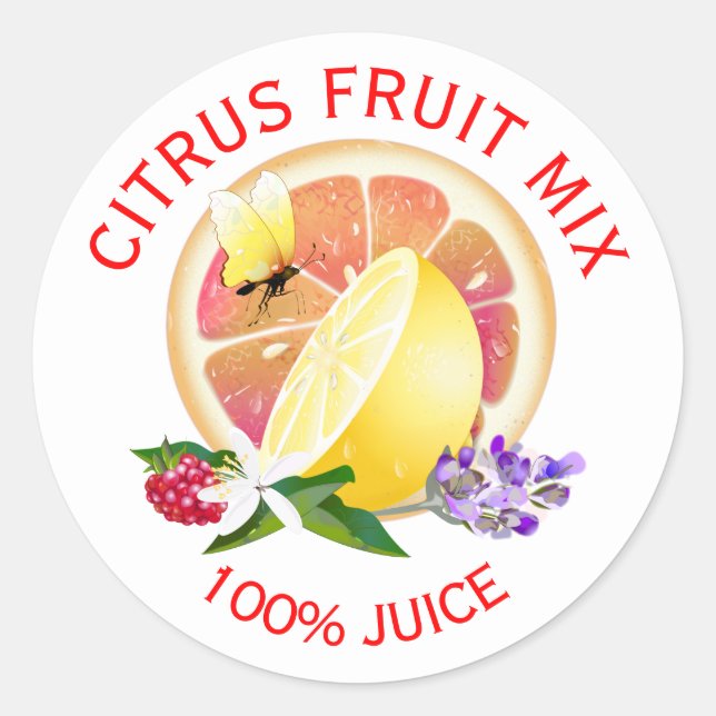 Lemon Grapefruit Citrus Fruit Canning Bottle Label (Front)