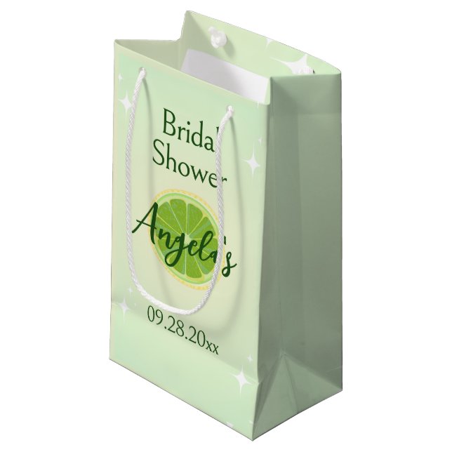 Lemon Green Bridal Shower Gift Bag (Front Angled)
