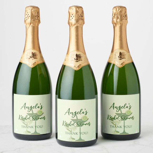 Lemon Green Bridal Shower Sparkling Wine Label (Bottles)
