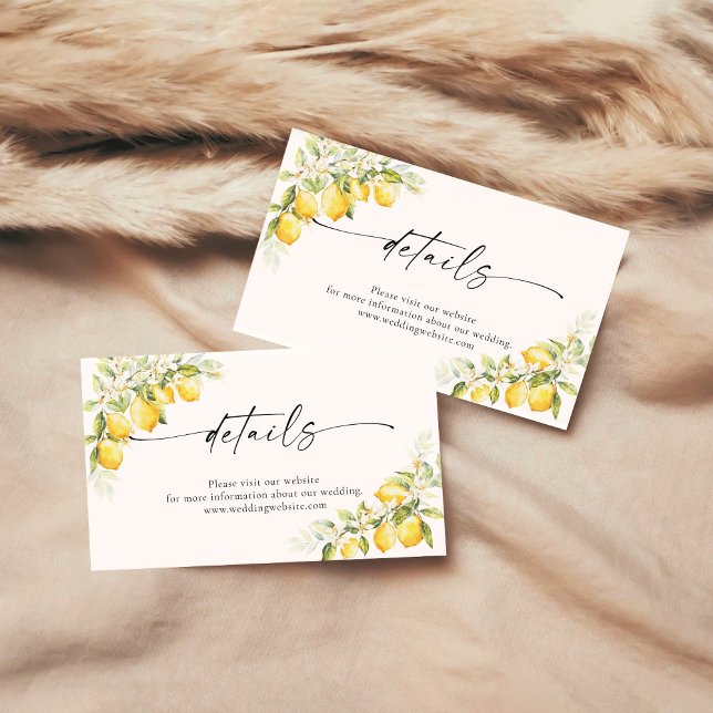 Lemon Green Citrus Wedding Details Card (Creator Uploaded)