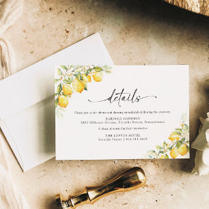 Lemon Green Citrus Wedding Details Card