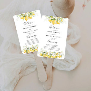 Lemon Green Citrus Wedding Program Hand Fan