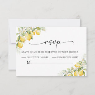 Lemon Green Citrus Wedding RSVP Card