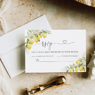 Lemon Green Citrus Wedding RSVP Card