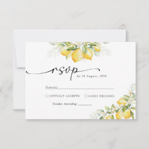 Lemon Green Citrus Wedding RSVP Card