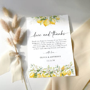 Lemon Green Citrus Wedding Thank You Cards