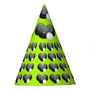 Lemon Green Lawn Bowls Pattern, Party Hats