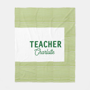 Lemon green white stripes teacher professor name c fleece blanket