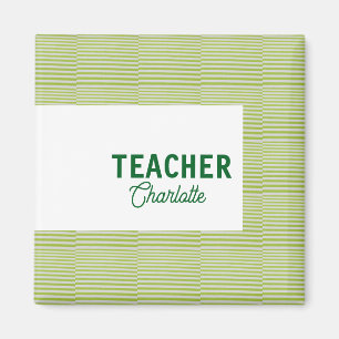 Lemon green white stripes teacher professor name c magnet