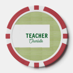 Lemon green white stripes teacher professor name c poker chips