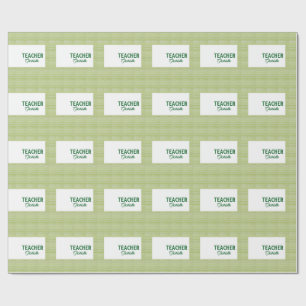 Lemon green white stripes teacher professor name c wrapping paper