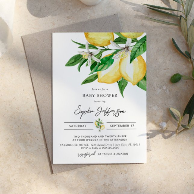 Lemon Greenery Baby Shower Invitation (Creator Uploaded)