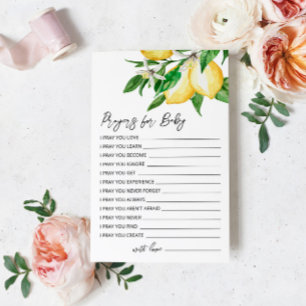 Lemon Greenery Baby Shower Prayer Card