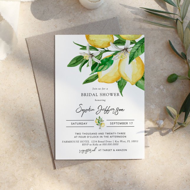 Lemon Greenery Bridal Shower Invitation (Creator Uploaded)