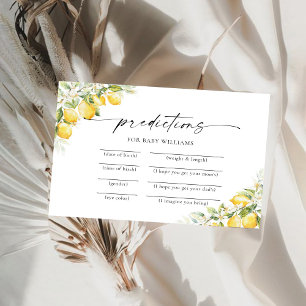 Lemon Greenery Citrus Baby Shower Predictions Card