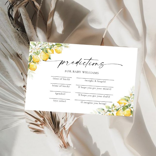 Lemon Greenery Citrus Baby Shower Predictions Card (Creator Uploaded)
