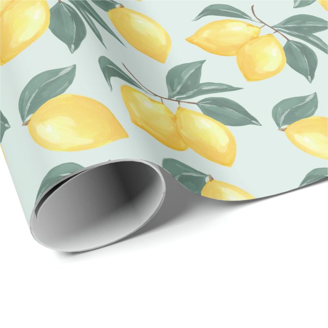 Lemon Greenery Gift Wrap Wrapping Paper (Roll Corner)