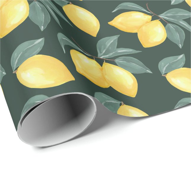 Lemon Greenery Gift Wrap Wrapping Paper (Roll Corner)
