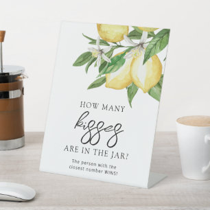 Lemon Greenery How Many Kisses Are In The Jar Pedestal Sign