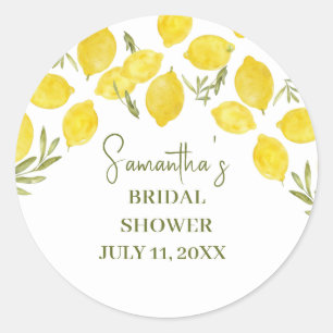 Lemon Greenery Italian Yellow Olive Bridal Shower Classic Round Sticker