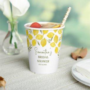 Lemon Greenery Italian Yellow Olive Bridal Shower Paper Cups