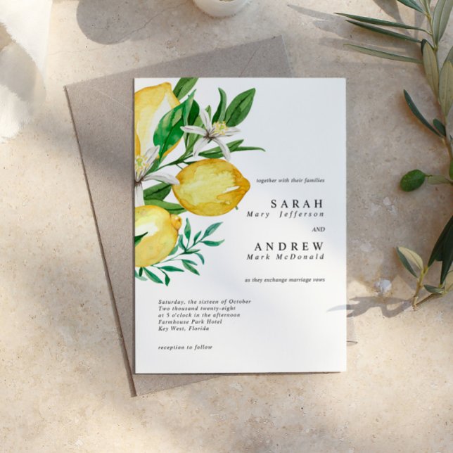 Lemon Greenery Modern Wedding Invitation (Creator Uploaded)
