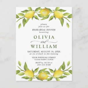 Lemon Greenery REHEARSAL DINNER Invitation Postcard