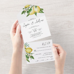 Lemon Greenery Wedding All In One In Invitation