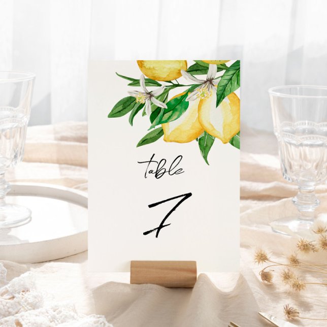 Lemon Greenery Wedding Table Number (Creator Uploaded)