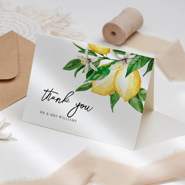Lemon Greenery  Wedding Thank You Card (Creator Uploaded)