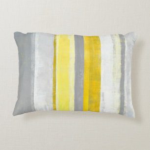 'Lemon' Grey and Yellow Abstract Art Decorative Cushion