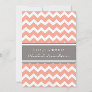 Lemon Grey Chevron Bridal Lunch Invitation Cards