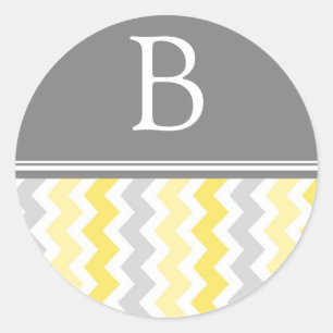 Lemon Grey Chevrons Monogram Envelope Seal