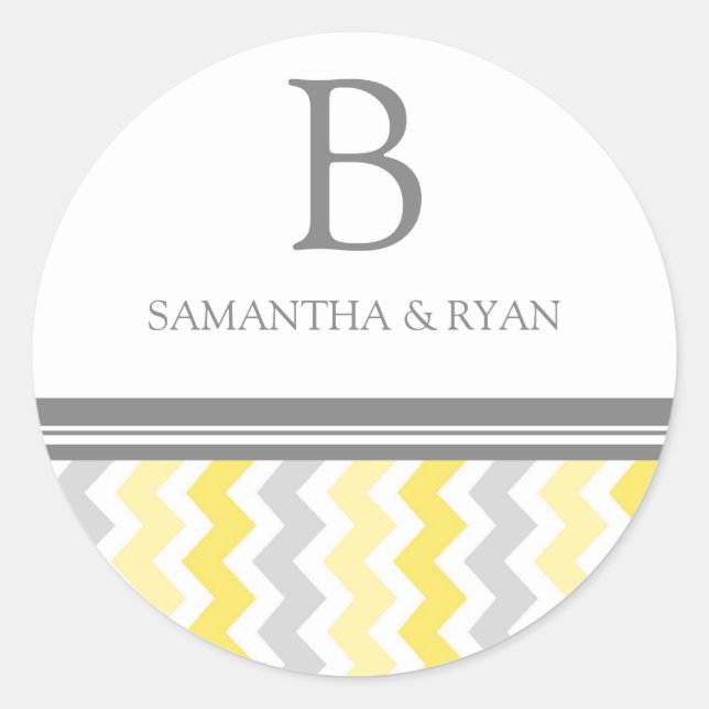 Lemon Grey Chevrons Monogram Envelope Seal (Front)